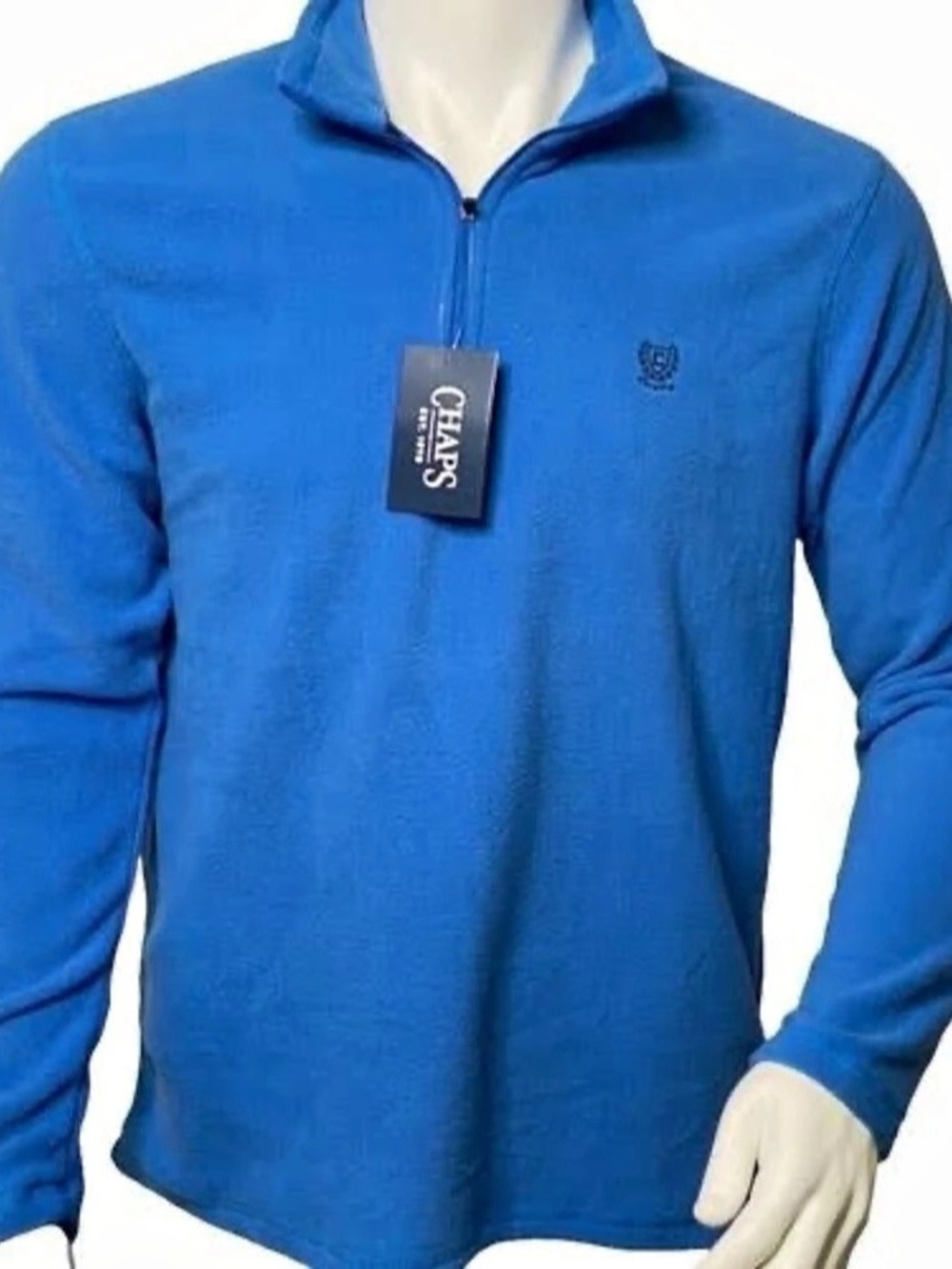 Chaps 1/4 Zip Fleece Pullover Men's Blue Fleece Size Medium